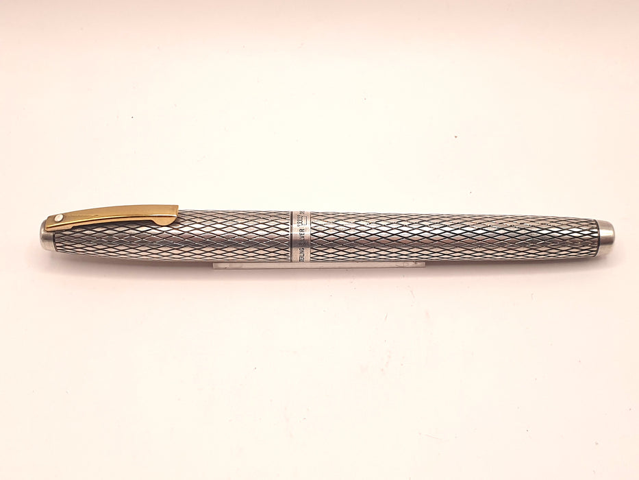 Vintage Sheaffer Imperial Sterling Silver Diamond Pattern with Gold Trim (14ct EF Nib)