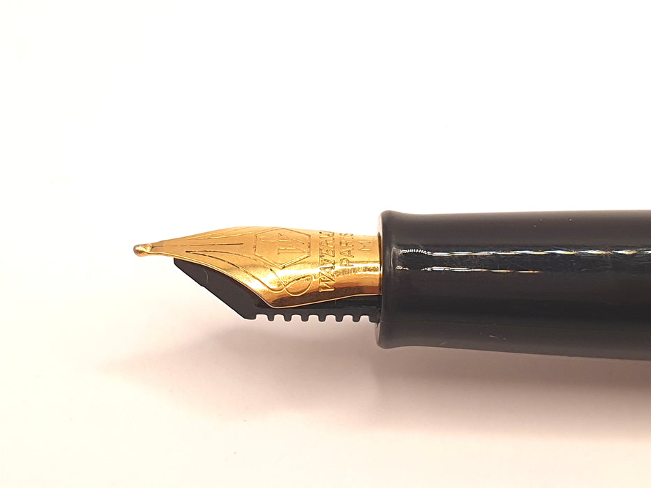 Vintage Waterman Old Model Hemisphere Brushed Steel Engraved 'Katie' with Gold Trim Fountain Pen (M Nib)