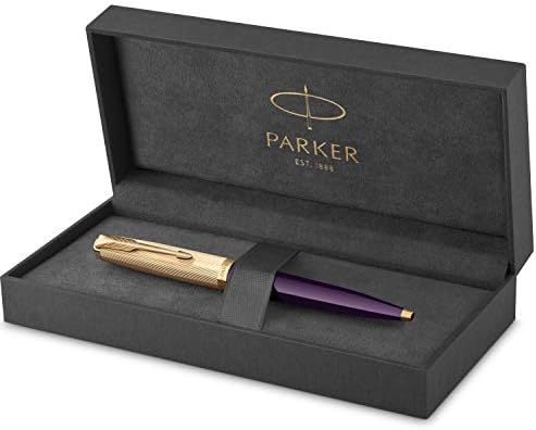 Parker 51 Deluxe Plum Ballpoint Pen with Gold Trim and Cap