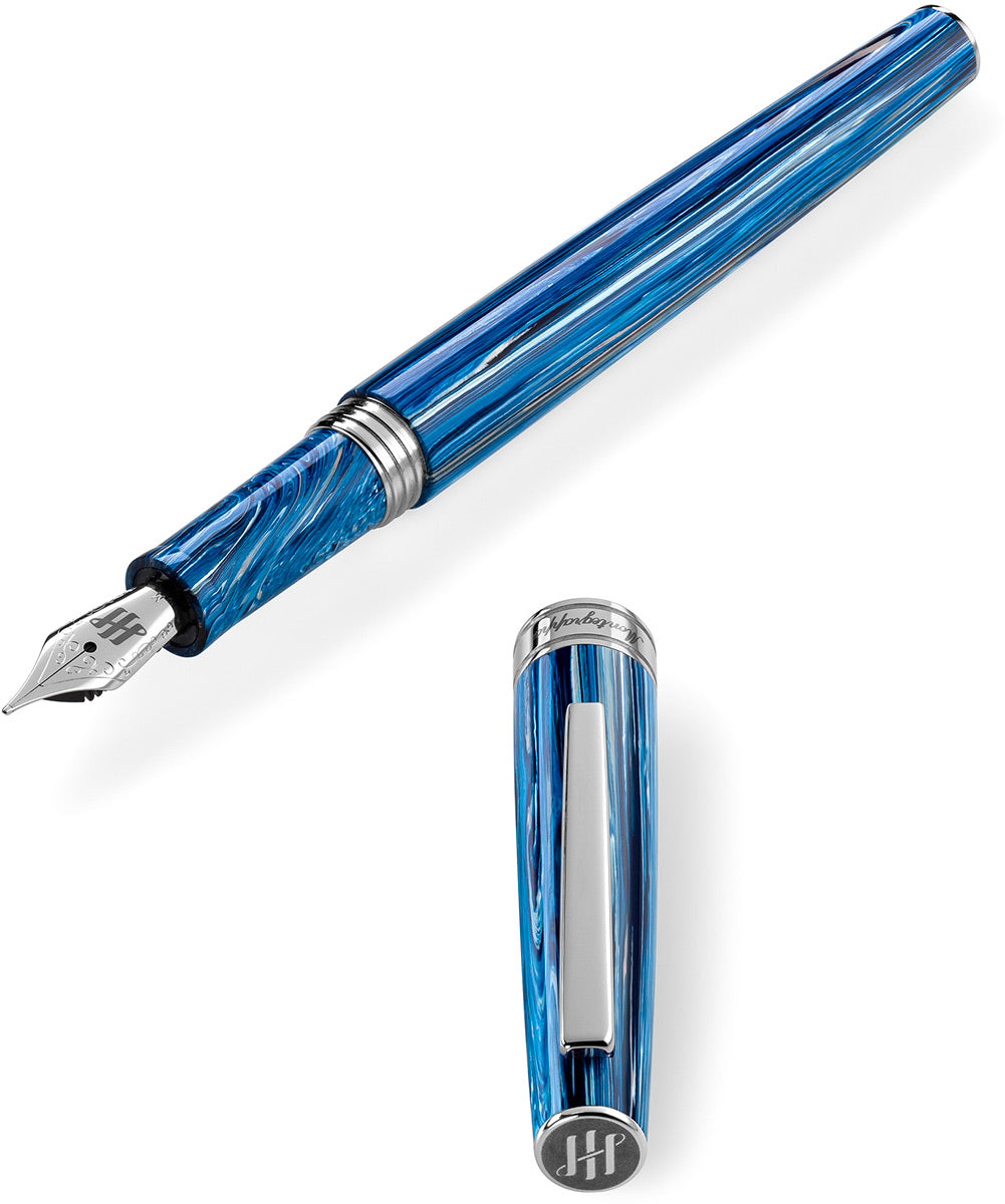 Montegrappa Mia Adriatic Sea Füllfederhalter - Harz & Edelstahl, Blau-silber, Federstärke EF, 14 Cm Länge
