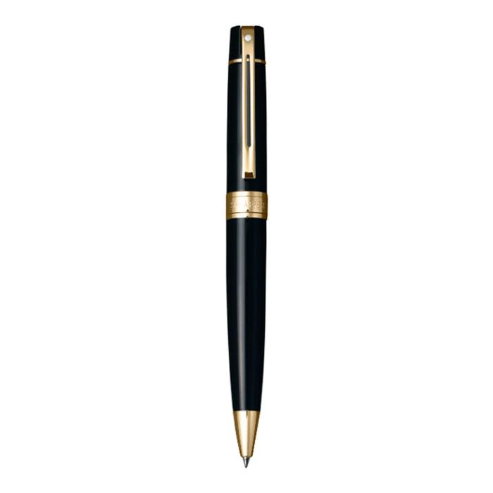 Sheaffer 300 Black with Gold Trims Ballpoint Pen with Single Leather Pouch