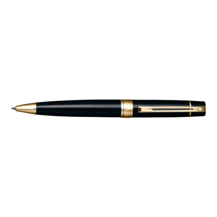 Sheaffer 300 Black with Gold Trims Ballpoint Pen with Single Leather Pouch