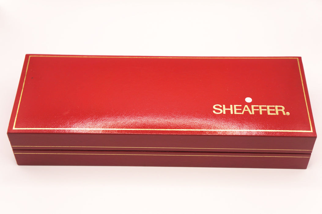 Vintage Sheaffer Targa Standard 1059 Green Gloss with Gold Trim Fountain Pen (14ct M Nib) & Ballpoint Pen Set