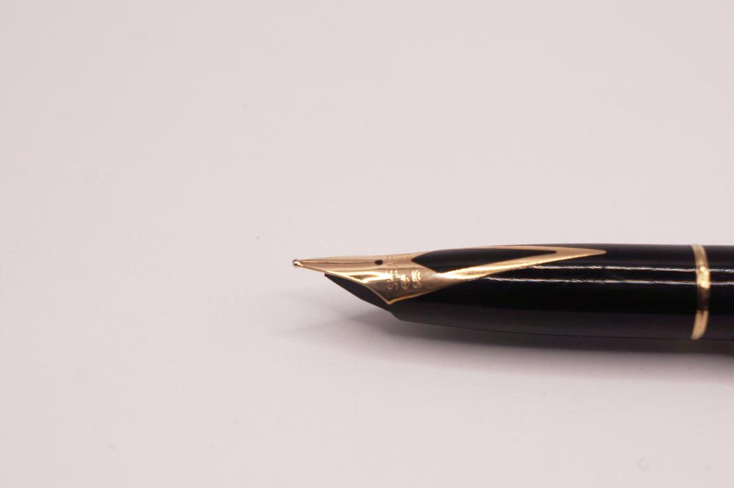 Vintage Sheaffer Targa Standard 1059 Green Gloss with Gold Trim Fountain Pen (14ct M Nib) & Ballpoint Pen Set