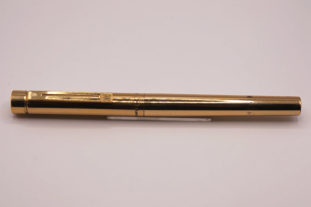 Vintage Sheaffer Targa Standard 1020 Imperial Brass with Gold Trim Fountain Pen (14ct M Nib)