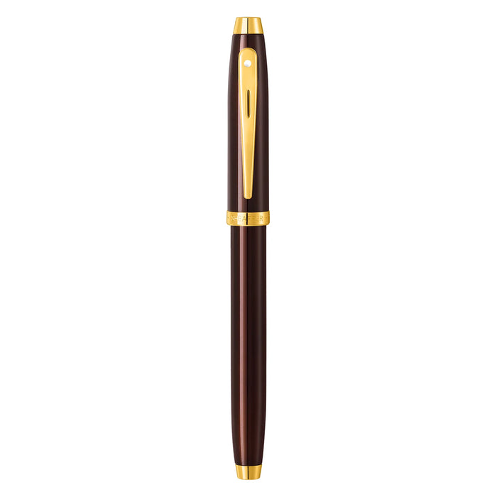 Sheaffer 100 Coffee Brown With PVD Gold Trims Rollerball Pen