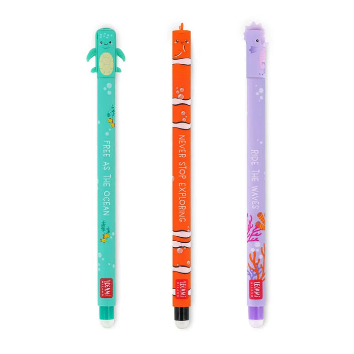 Legami Set of 3 Erasable Gel Pens - Under the Sea Edition