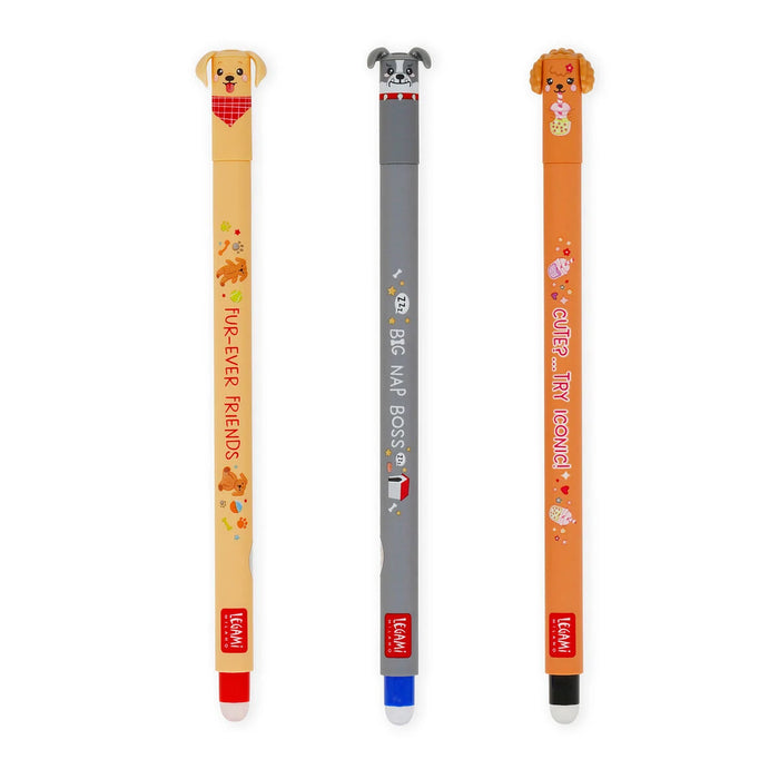 Legami Set of 3 Erasable Gel Pens - Fur-ever Friends