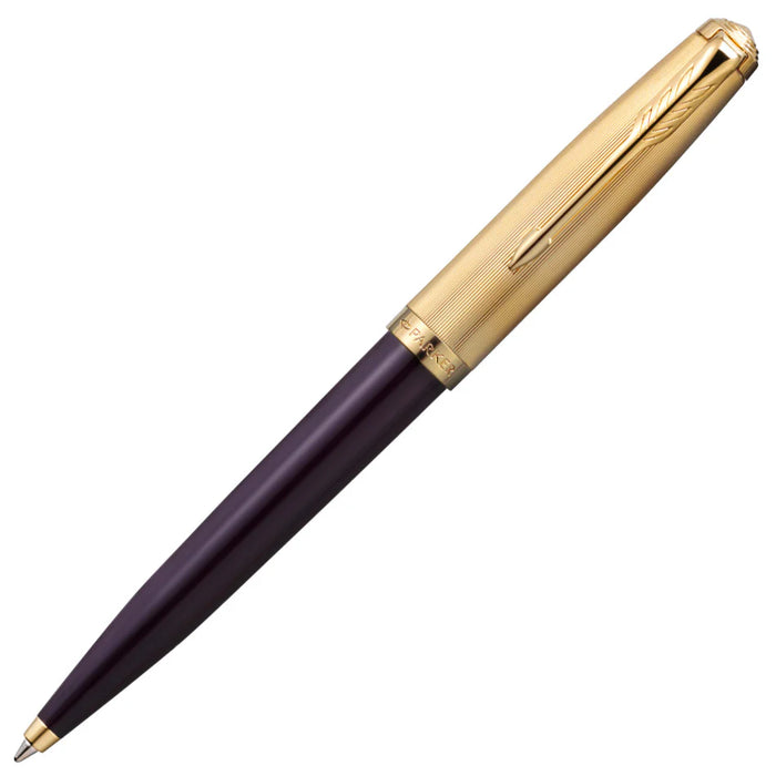 Parker 51 Deluxe Plum Ballpoint Pen with Gold Trim and Cap