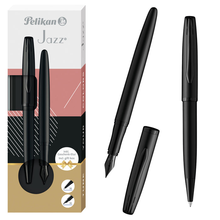Pelikan Jazz Noble Elegance Carbon Fountain Pen and Ballpoint Gift Set