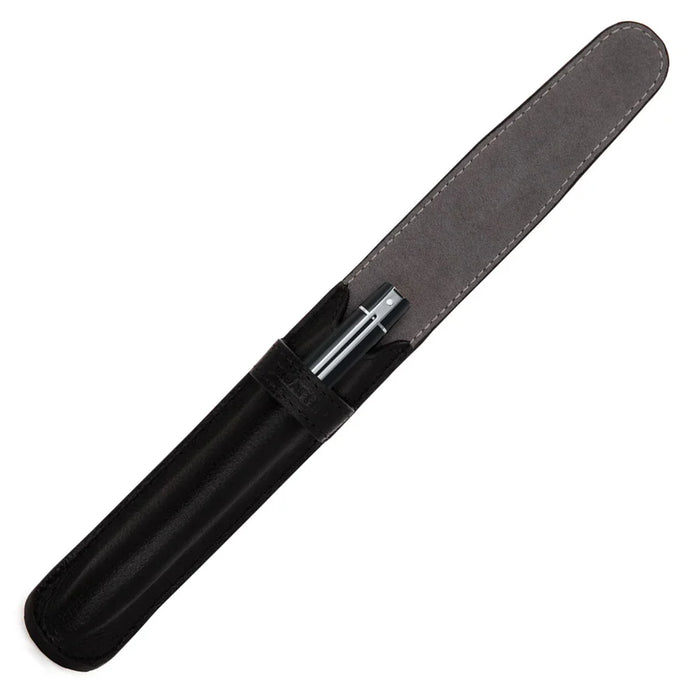 Sheaffer 300 Black with Chrome Trim Ballpoint Pen with Single Leather Pouch