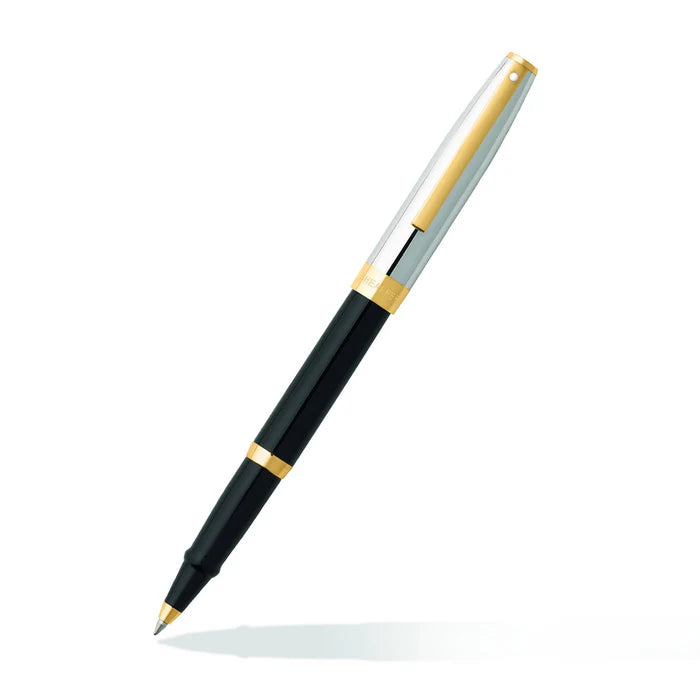 Sheaffer Sagaris Glossy Black Barrel with Chrome Cap and Gold Trim Rollerball Pen