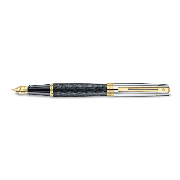 Sheaffer 300 Engraved Matte Black with Chrome Cap and Gold Trim Fountain Pen