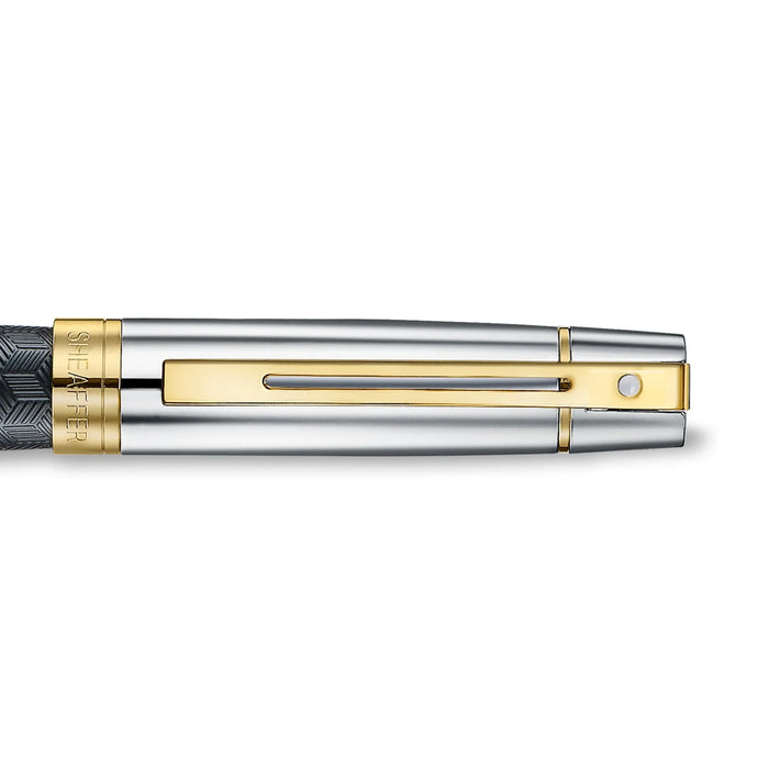 Sheaffer 300 Engraved Matte Black with Chrome Cap and Gold Trim Fountain Pen