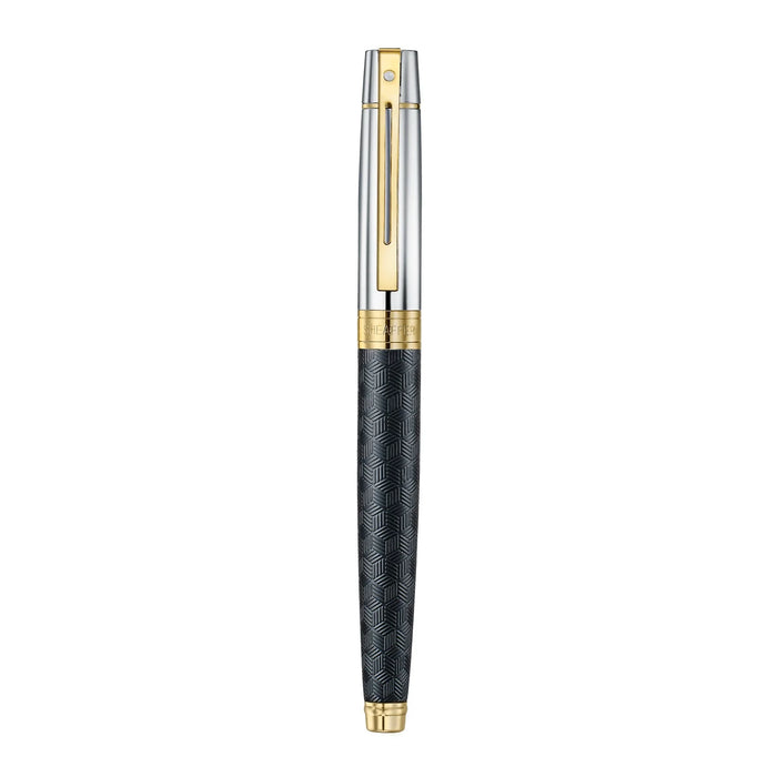 Sheaffer 300 Engraved Matte Black with Chrome Cap and Gold Trim Fountain Pen