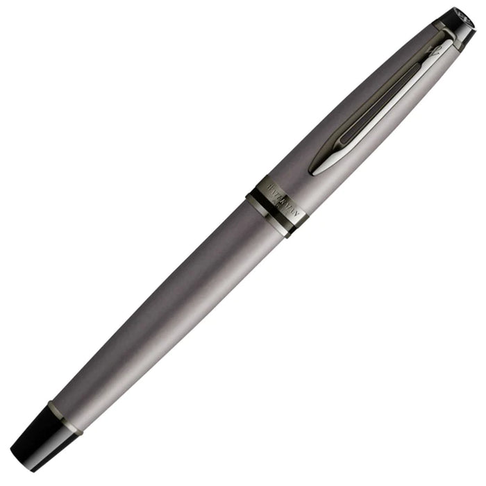 Waterman Expert Metallic Silver Fountain Pen with Black Trim
