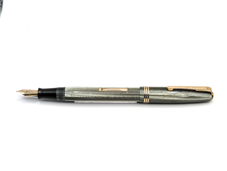 Vintage Waterman's 513 Striated Green Marble with Gold Trim Fountain Pen (14ct M Nib)