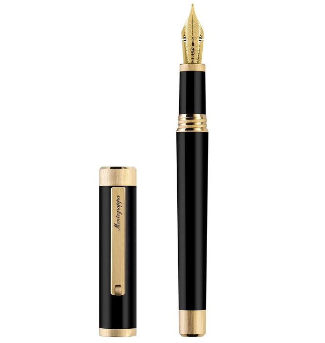 Montegrappa Zero Black and Gold Fountain Pen with Flex Nib