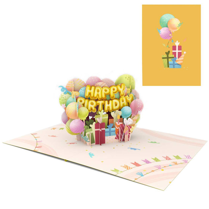 Origamo Kirigami Happy Birthday Balloons Pop-Up Card