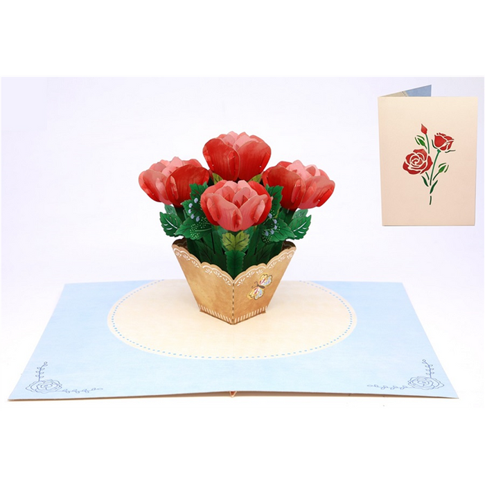 Origamo Kirigami Vase of Roses Pop-Up Card