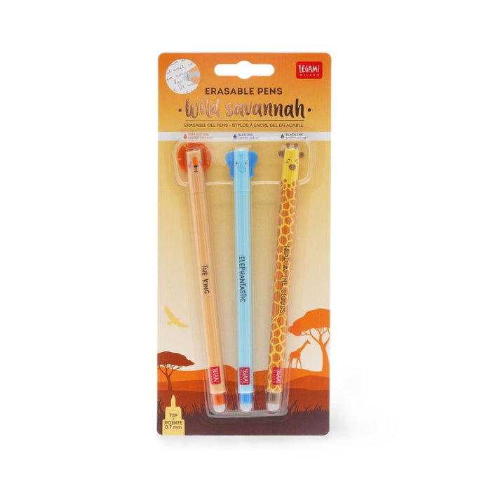 Legami Set of 3 Erasable Gel Pens - Savannah Edition