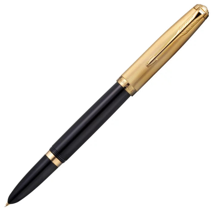 Parker 51 Deluxe Black Fountain Pen with Gold Trim and Cap