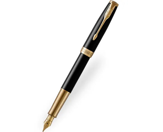 Parker Sonnet Fountain Pen Black Lacquer Gold Trim