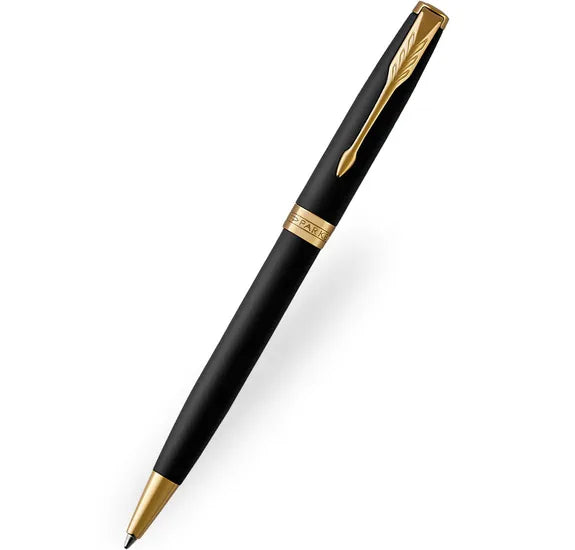 Parker Sonnet Matte Black Lacquer Ballpoint Pen with Gold Trim