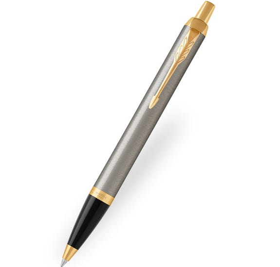 Parker IM Ballpoint Pen Stainless Steel with Gold Trim