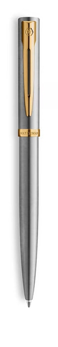 Waterman Impression Ballpoint Pen Stainless Steel with Gold Trim