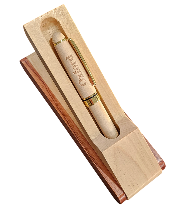 Oxford Wooden Pen Box with engraved Oxford Wooden Ballpoint Pen