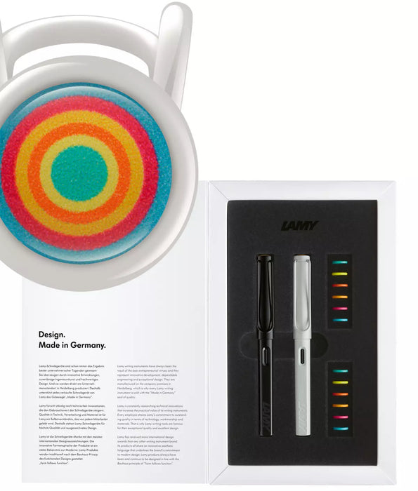 Lamy Safari Black and White Multicolour Fountain Pen Set