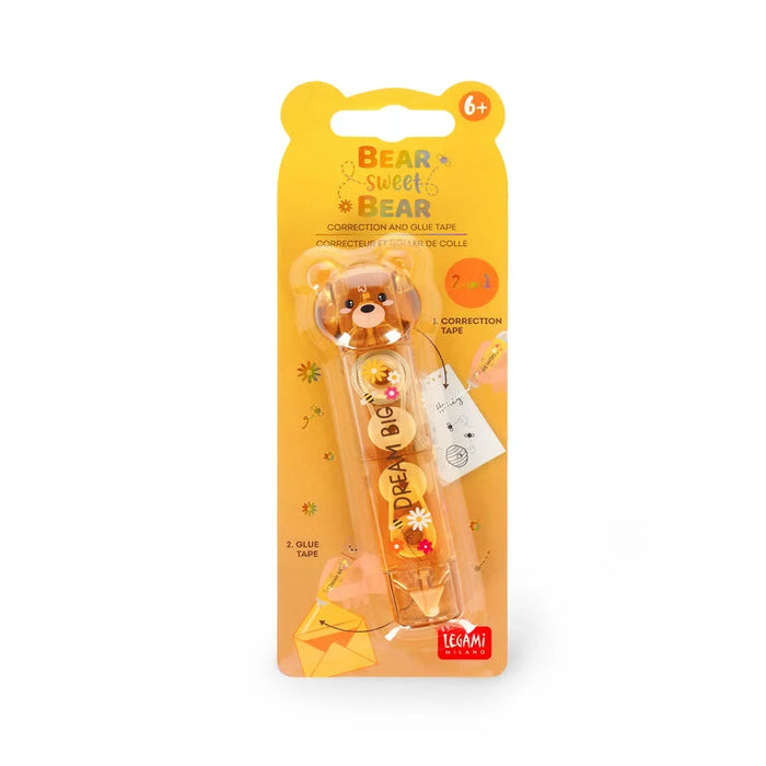 Legami 2-in-1 Correction Tape and Glue Tape - Bear Sweet Bear