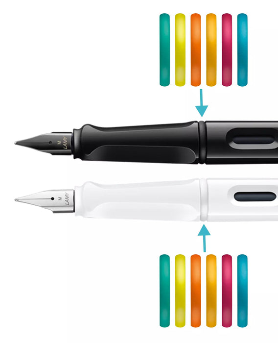 Lamy Safari Black and White Multicolour Fountain Pen Set