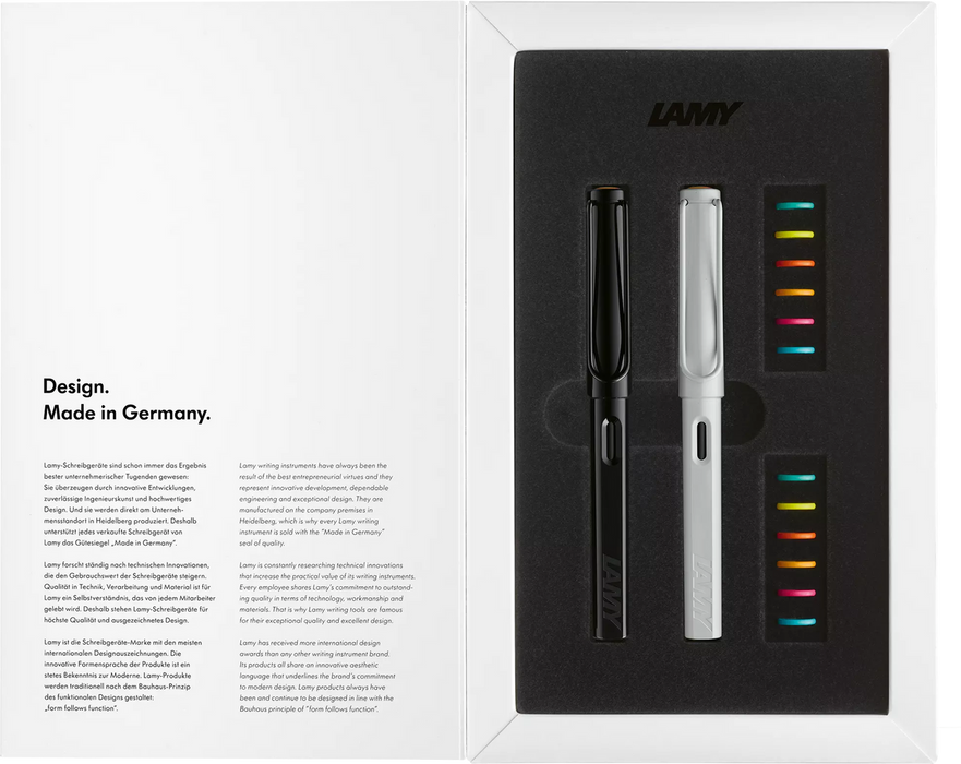 Lamy Safari Black and White Multicolour Fountain Pen Set
