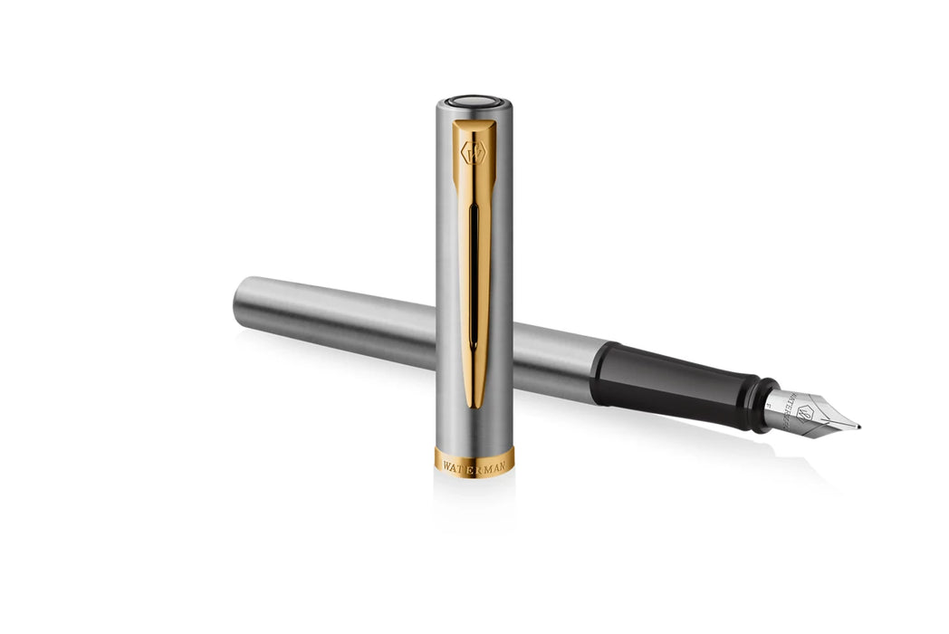 Waterman Impression Fountain Pen Stainless Steel with Gold Trim