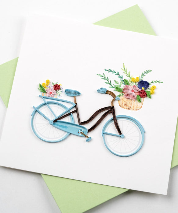 Quilling Card Bicycle & Flower Basket