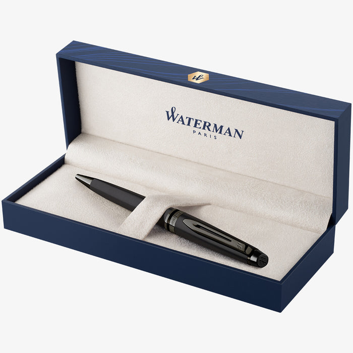 Waterman Expert Ballpoint Pen Metallic Black with Ruthenium Trim