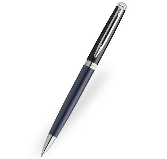 Waterman Hemisphere Black and Blue Ballpoint Pen with Chrome Trim