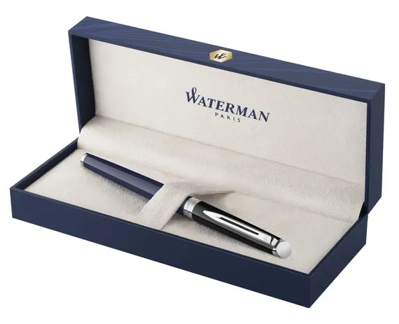 Waterman Hemisphere Black and Blue Fountain Pen with Chrome Trim