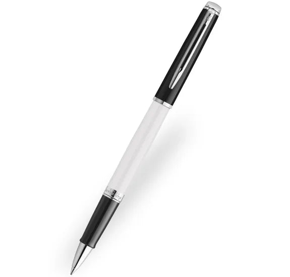 Waterman Hemisphere Black and White Rollerball Pen with Chrome Trim