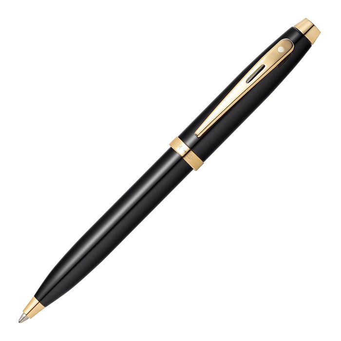 Sheaffer 100 Glossy Black Ballpoint Pen with Gold Trim
