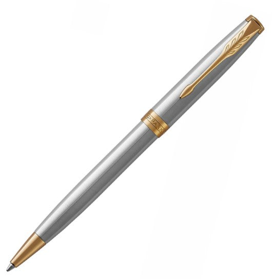 Parker Sonnet Stainless Steel Ballpoint Pen Gold Trim