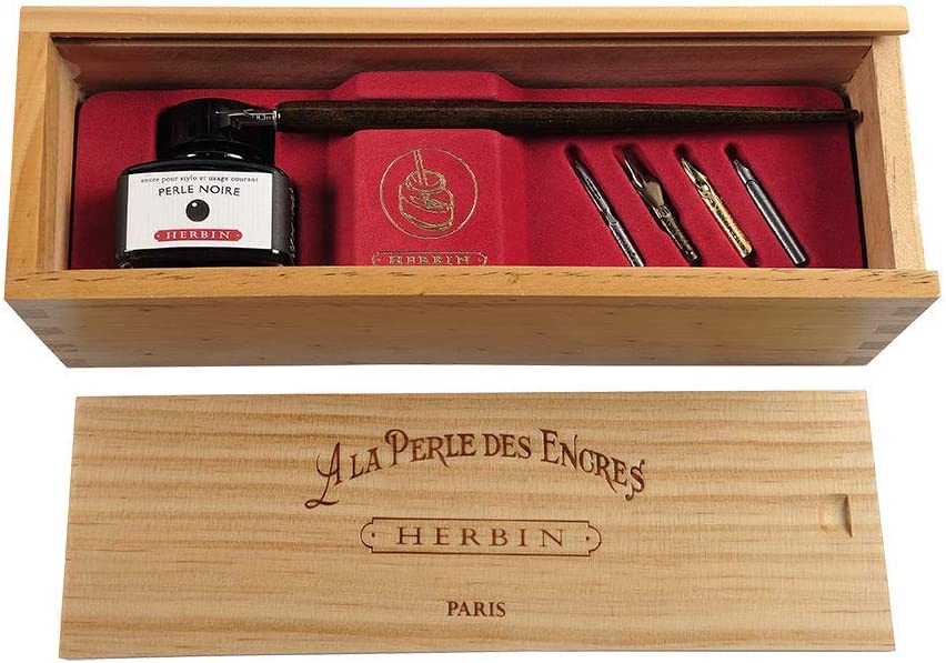 J. Herbin Perle Noir Dip Pen and Ink Gift Box