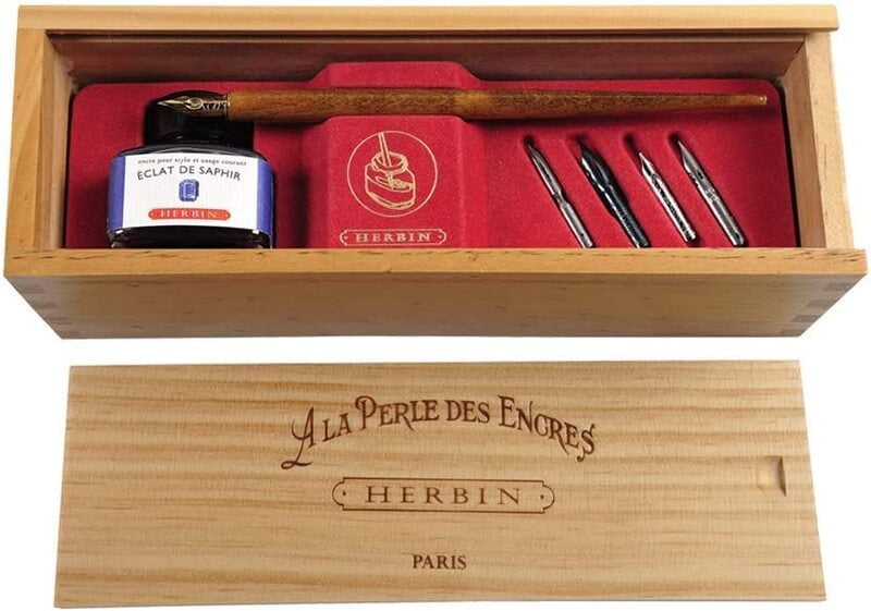 J. Herbin Eclat de Saphir Dip Pen and Ink Gift Box