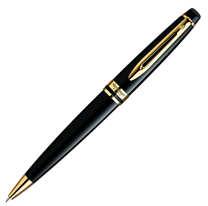 Waterman Expert Gloss Black Ballpoint Pen with Gold Trim