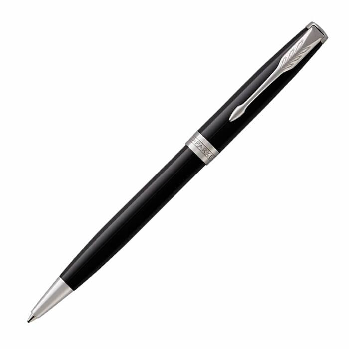 Parker Sonnet Black Lacquer Ballpoint Pen Chrome Trim