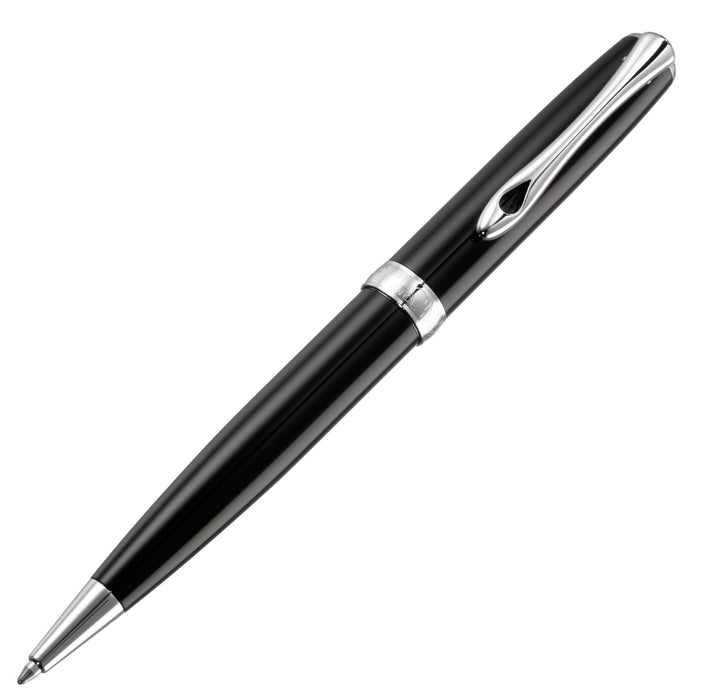 Diplomat Excellence Black Lacquer Ballpoint Pen with Chrome Trim