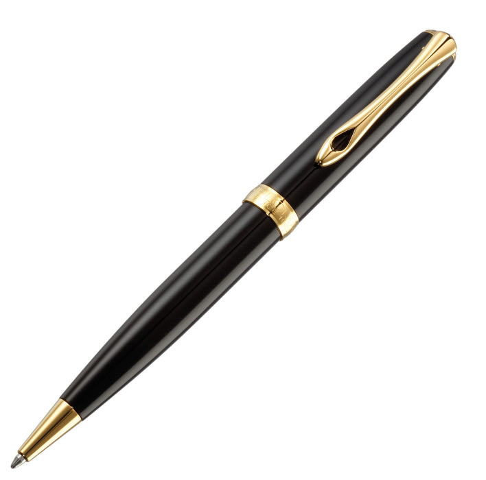 Diplomat Excellence Black Lacquer Ballpoint Pen with Gold Trim