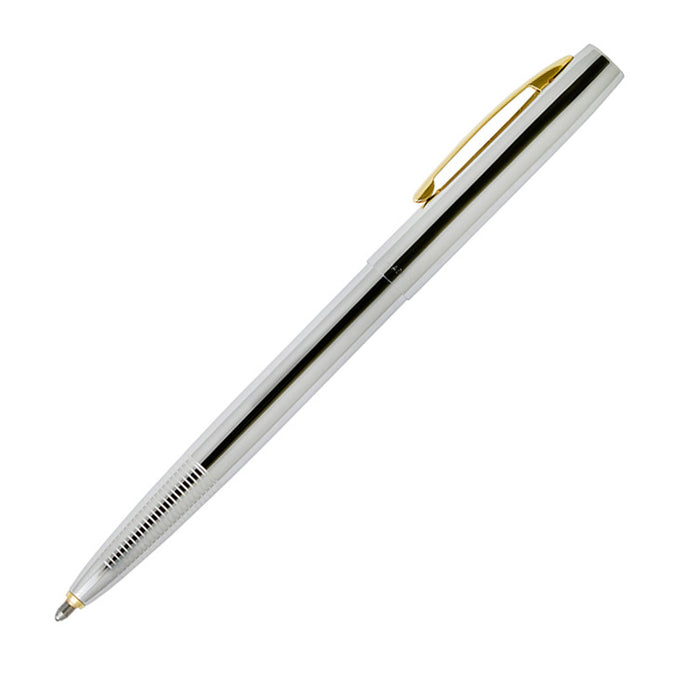 Fisher Cap-O-Matic Chrome Space Ballpoint Pen with Gold Trim